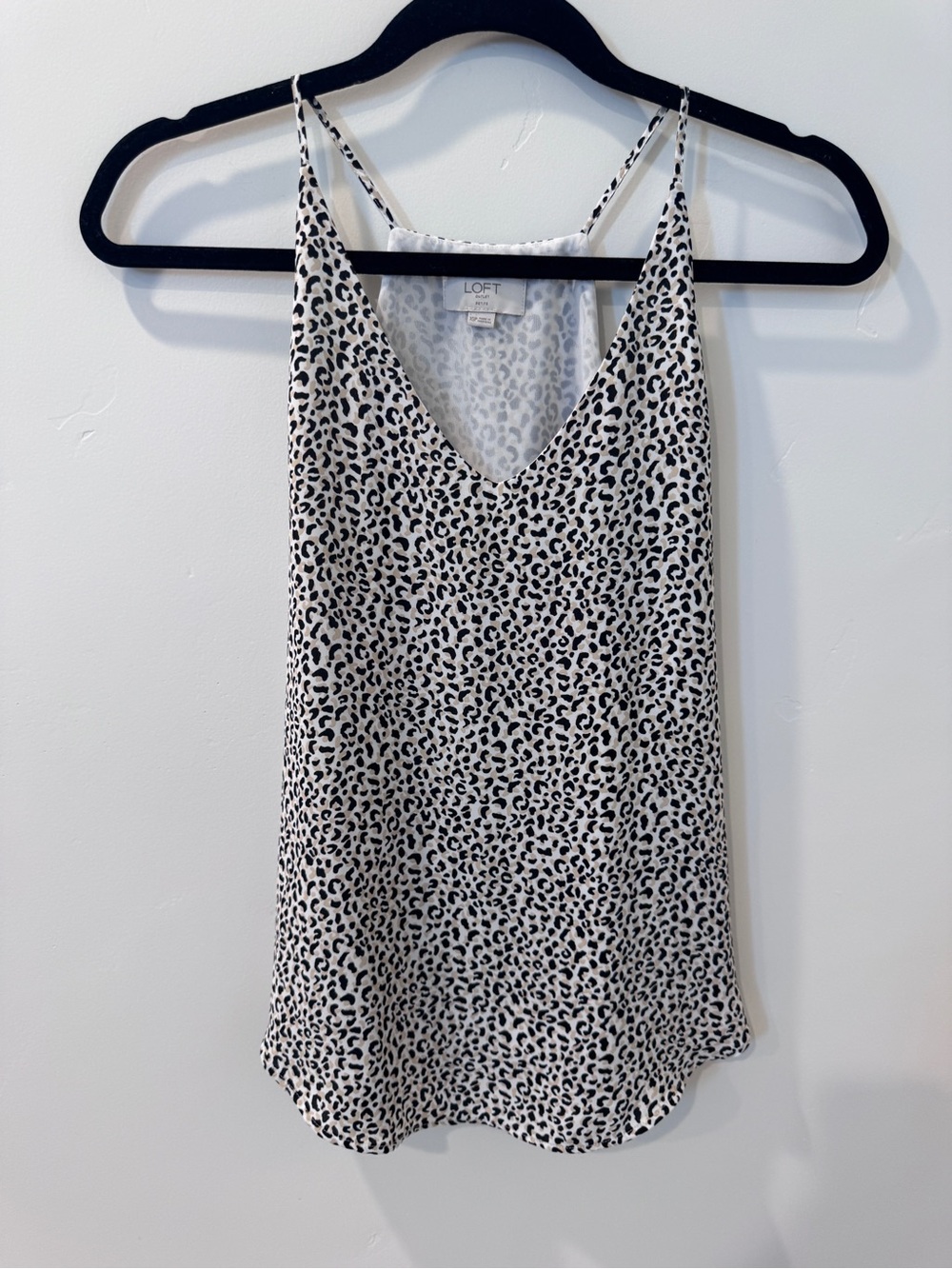 LOFT Black & White Leopard Print V-Neck Cami
